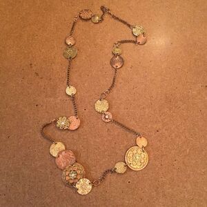 Vintage Elegant Mixed Metal Disk Necklace